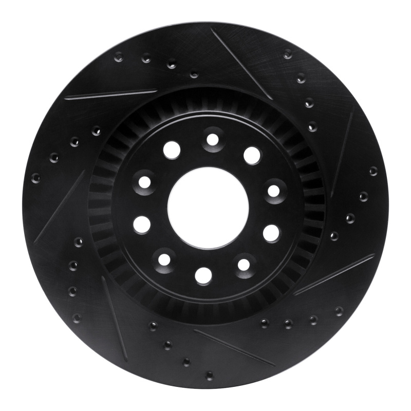 Ford Freestyle Brake Rotor (1) - Front Right - R1 Concepts - Drilled & Slotted - Black - `05-`09